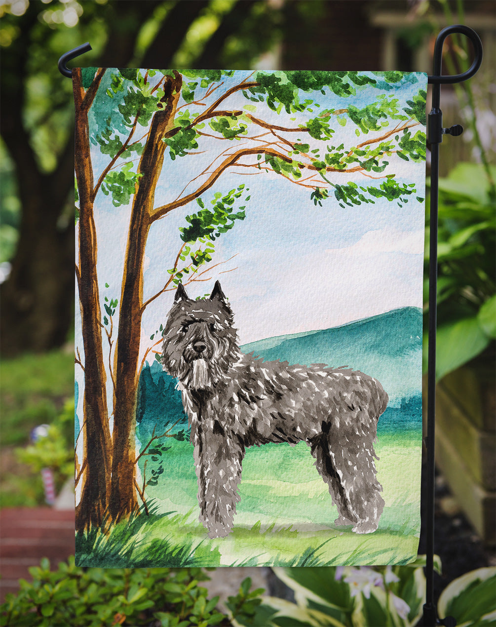 Under the Tree Bouvier des Flandres Garden Flag Mailbox Decorative Yard Banner Outside Patio Artwork for Flower Beds, Garden Size, Multicolor