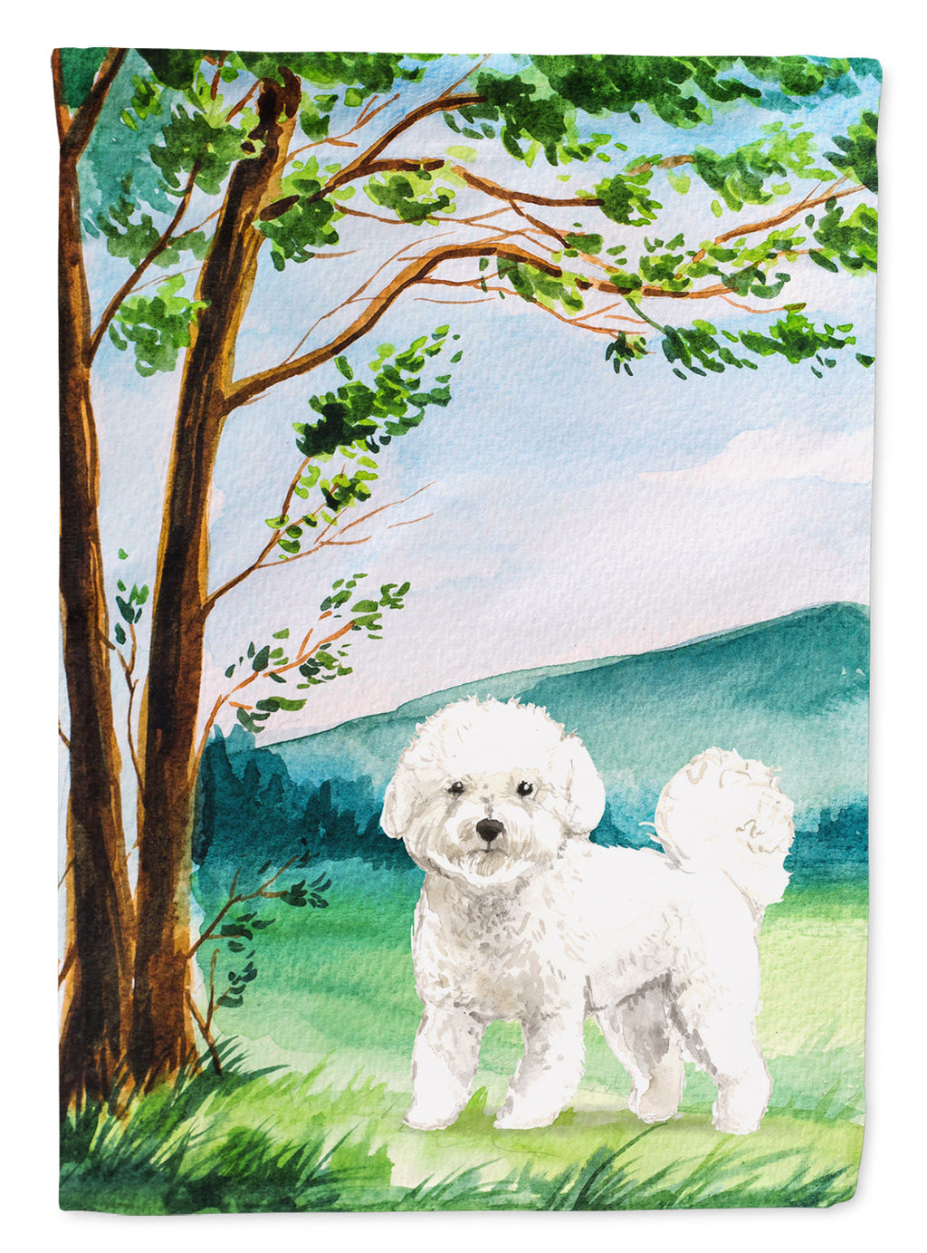 Under the Tree Bichon Frise Garden Flag Mailbox Decorative Yard Banner Outside Patio Artwork for Flower Beds, Garden Size, Multicolor