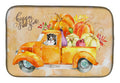Fall Harvest Bernese Mountain Dog Dish Drying Mat Absorbent Dish Drying Mat Pad for Kitchen Counter Dish Drainer Mat for Countertop, 14 x 21", Multicolor