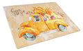 Fall Harvest Rottweiler Cutting Board Tempered Glass Kitchen Cutting Surface, Heat Resistant Chopping, Non-Slip Feet, Food Prep & Serving