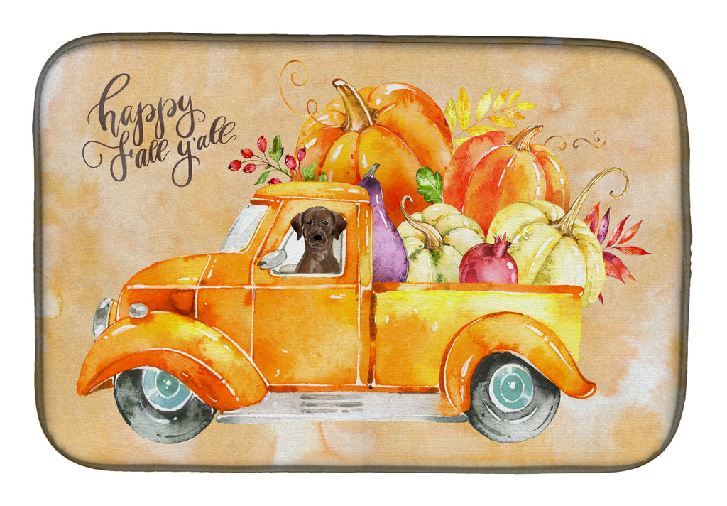 Fall Harvest Chocolate Labrador Retriever Dish Drying Mat Absorbent Dish Drying Mat Pad for Kitchen Counter Dish Drainer Mat for Countertop, 14 x 21", Multicolor