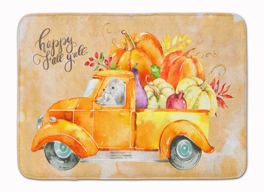 Fall Harvest White Poodle Memory Foam Kitchen Mat Machine Washable Anti-Fatigue Cushion Comfort Bath or Kitchen Rug