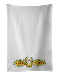 Corgi in Sunflowers Kitchen Towel Set of 2 White Dish Towels Decorative Bathroom Hand towel for Hand, Face, Hair, Yoga, Tea, Dishcloth, 19 X 28", White