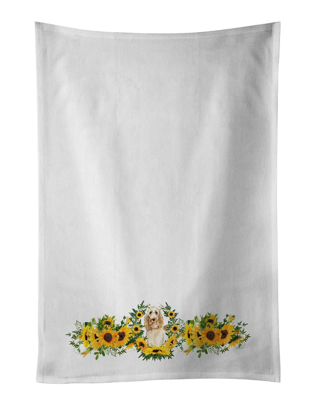 Spinone Italiano in Sunflowers Kitchen Towel Set of 2 White Dish Towels Decorative Bathroom Hand towel for Hand, Face, Hair, Yoga, Tea, Dishcloth, 19 X 28", White