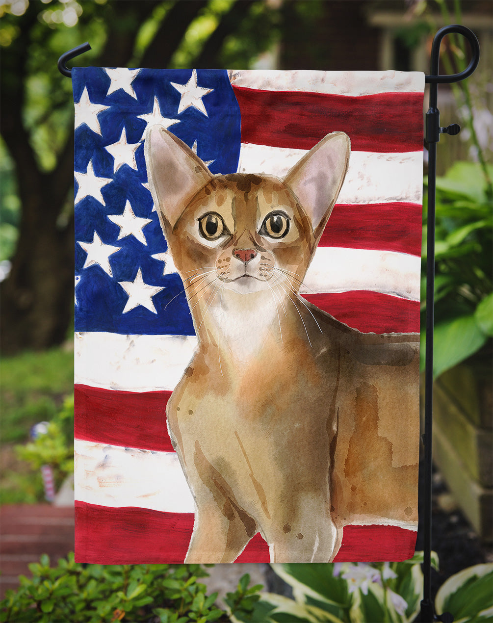 Abyssinian American Flag Garden Flag Mailbox Decorative Yard Banner Outside Patio Artwork for Flower Beds, Garden Size, Multicolor