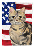 American Shorthair Brown Tabby American Flag Garden Flag Mailbox Decorative Yard Banner Outside Patio Artwork for Flower Beds, Garden Size, Multicolor