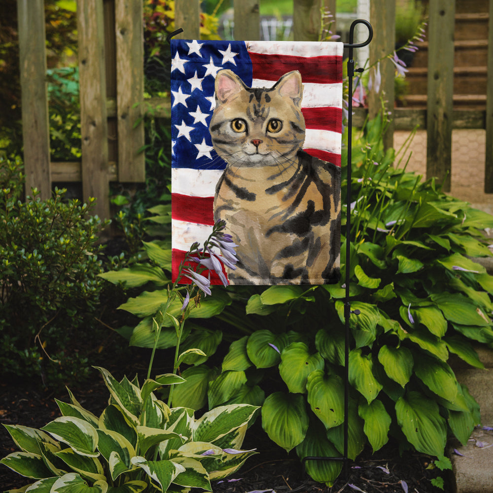 American Shorthair Brown Tabby American Flag Garden Flag Mailbox Decorative Yard Banner Outside Patio Artwork for Flower Beds, Garden Size, Multicolor