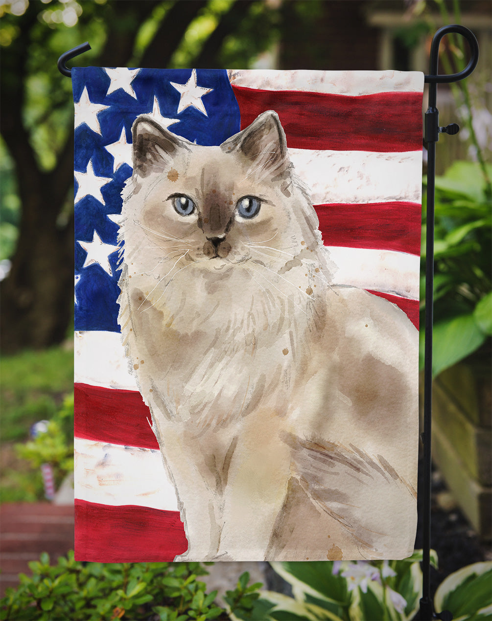 Ragdoll American Flag Garden Flag Mailbox Decorative Yard Banner Outside Patio Artwork for Flower Beds, Garden Size, Multicolor