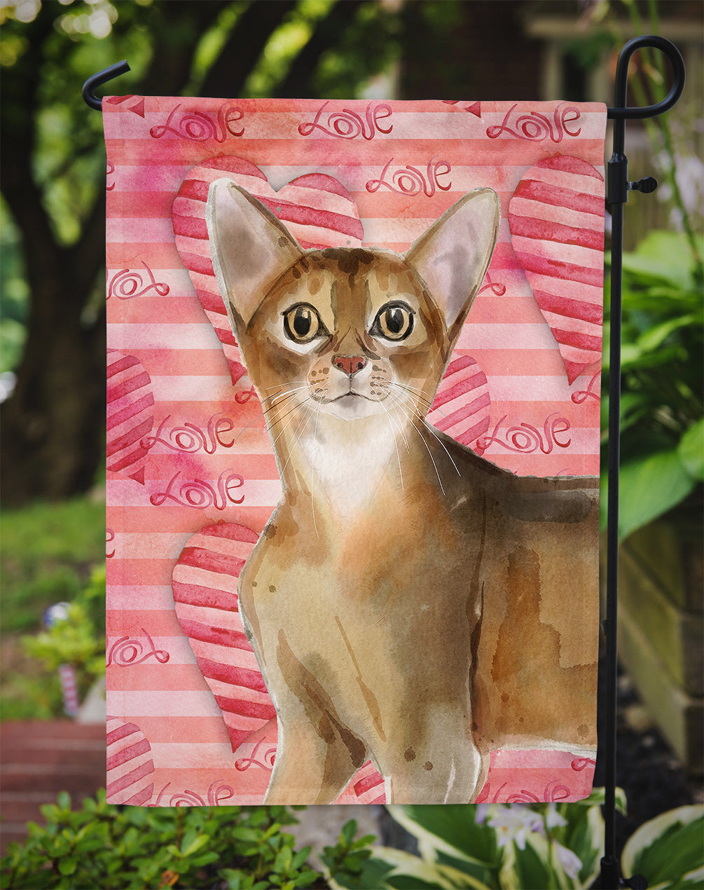 Abyssinian Cat Love Garden Flag Mailbox Decorative Yard Banner Outside Patio Artwork for Flower Beds, Garden Size, Multicolor