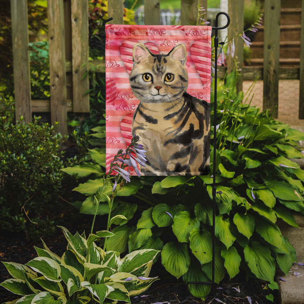 American Shorthair Brown Tabby Cat Love Garden Flag Mailbox Decorative Yard Banner Outside Patio Artwork for Flower Beds, Garden Size, Multicolor