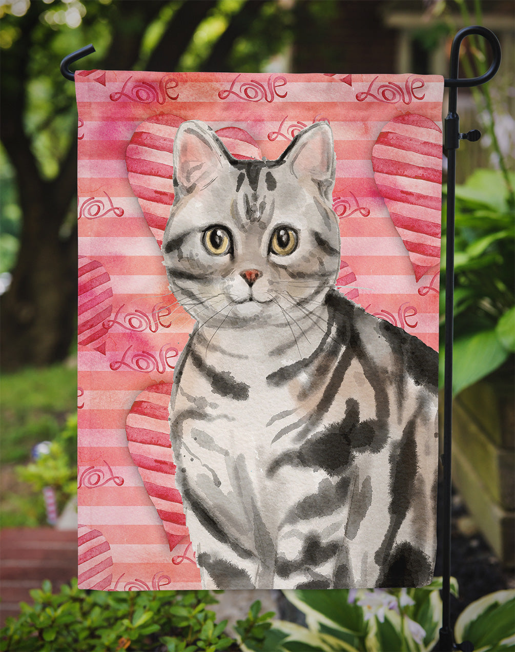 American Shorthair Cat Love Garden Flag Mailbox Decorative Yard Banner Outside Patio Artwork for Flower Beds, Garden Size, Multicolor