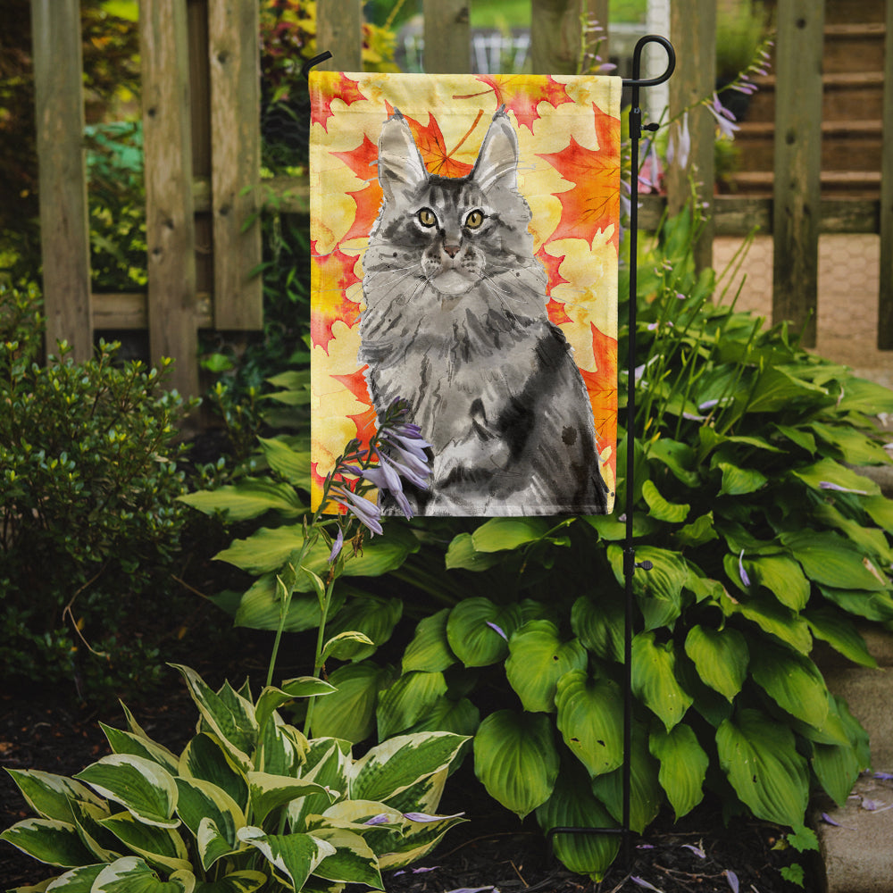 Maine Coon Fall Leaves Garden Flag Mailbox Decorative Yard Banner Outside Patio Artwork for Flower Beds, Garden Size, Multicolor