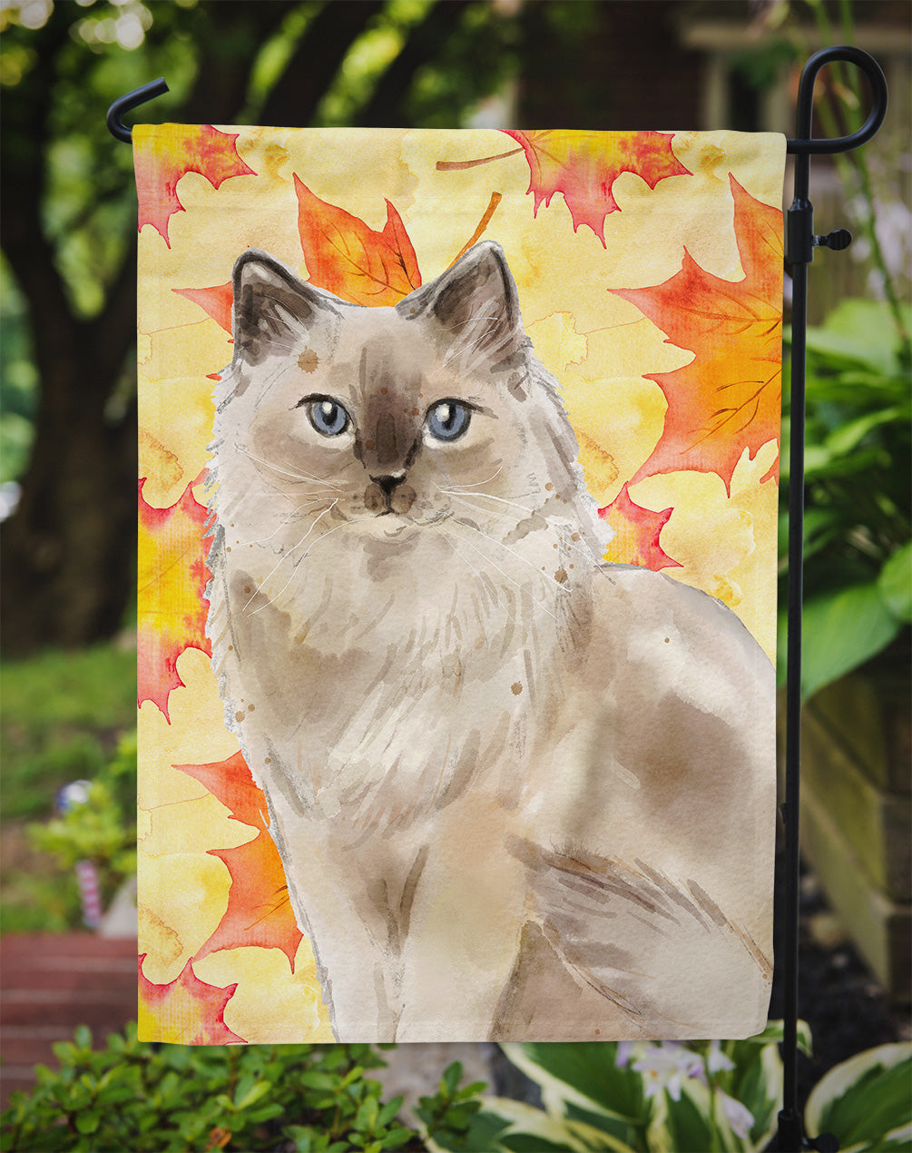 Ragdoll Fall Leaves Garden Flag Mailbox Decorative Yard Banner Outside Patio Artwork for Flower Beds, Garden Size, Multicolor