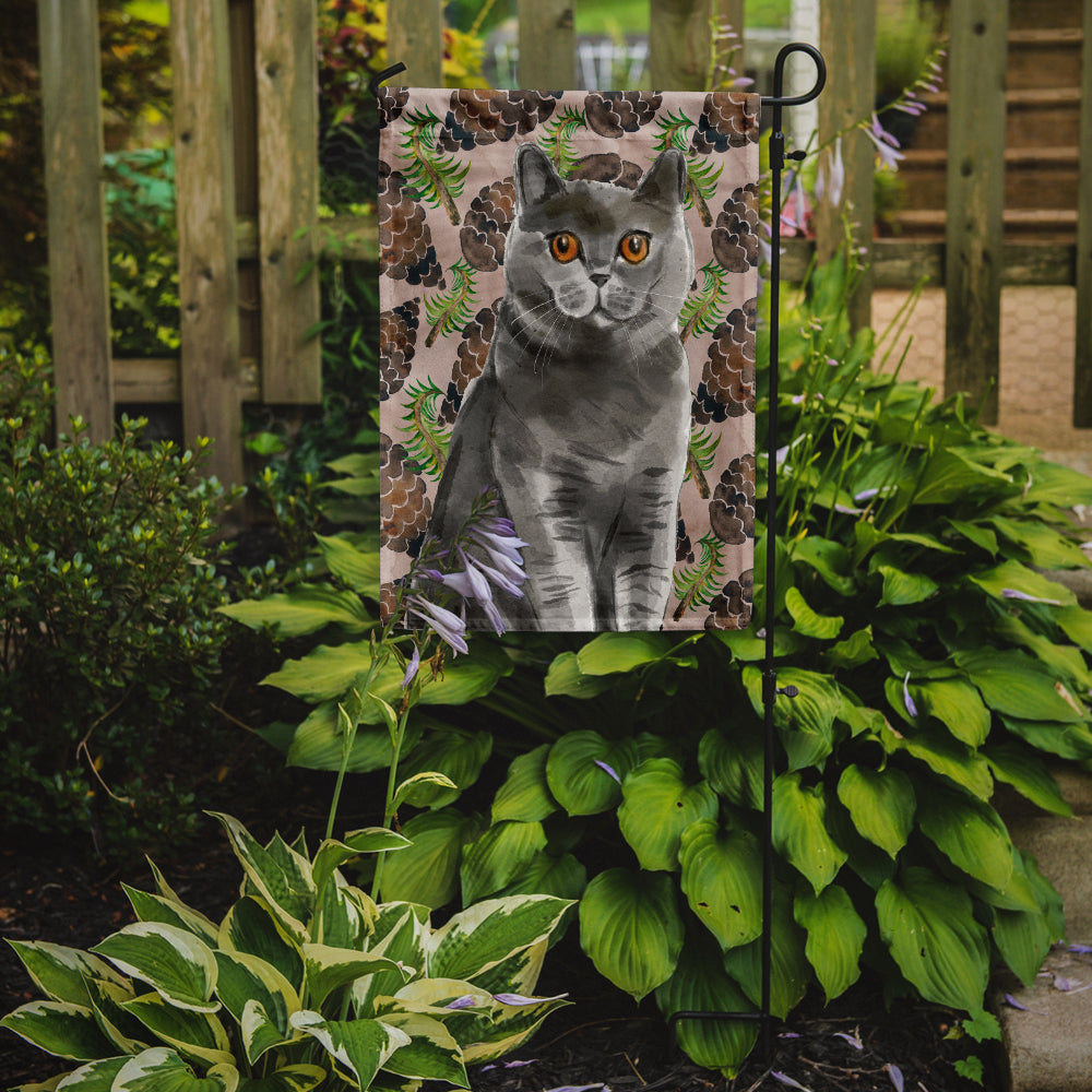 British Shorthair Pine Cones Garden Flag Mailbox Decorative Yard Banner Outside Patio Artwork for Flower Beds, Garden Size, Multicolor