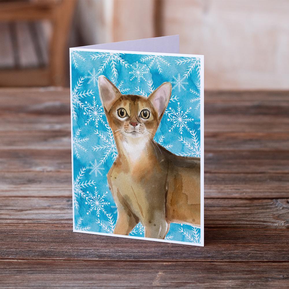 Abyssinian Winter Snowflake Greeting Cards Pack of 8 Blank Cards with Envelopes Whimsical A7 Size 5x7