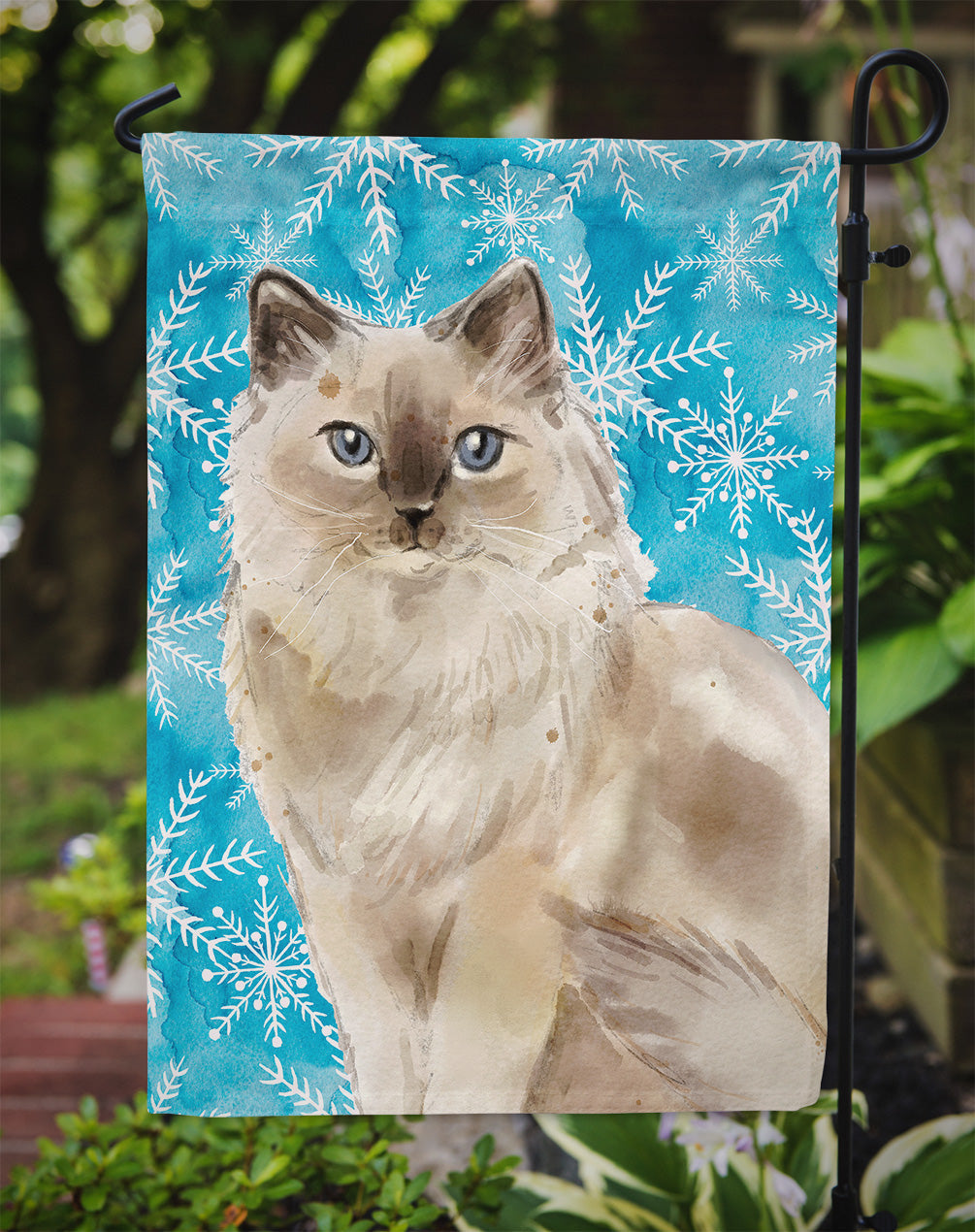 Ragdoll Winter Snowflake Garden Flag Mailbox Decorative Yard Banner Outside Patio Artwork for Flower Beds, Garden Size, Multicolor