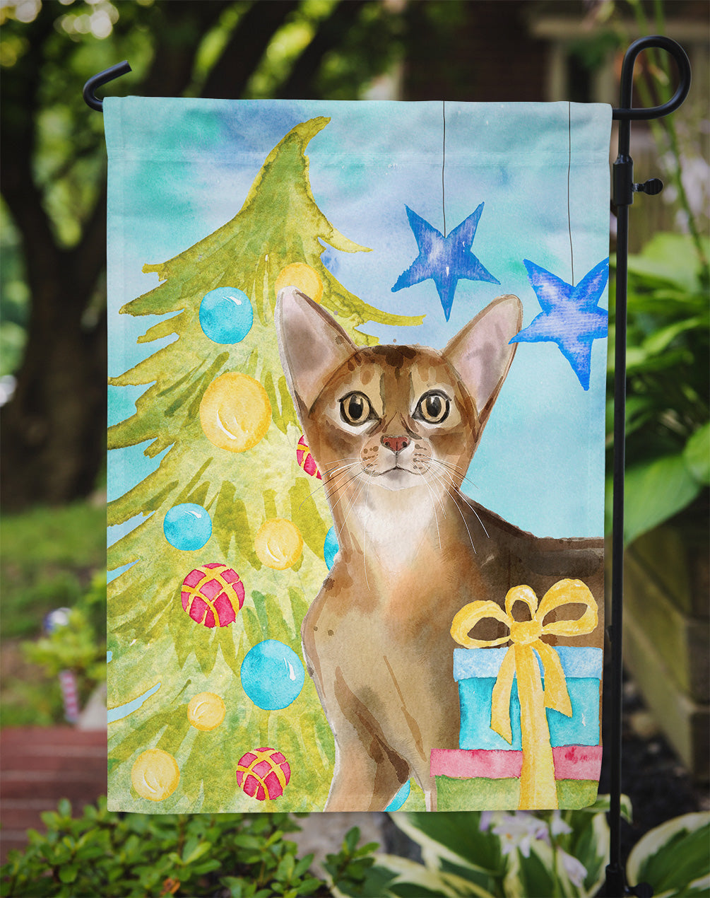 Abyssinian Christmas Presents Garden Flag Mailbox Decorative Yard Banner Outside Patio Artwork for Flower Beds, Garden Size, Multicolor