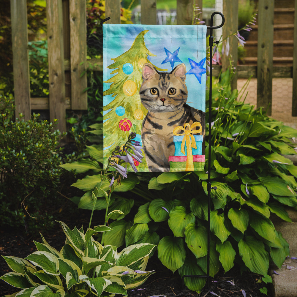 American Shorthair Brown Tabby Christmas Presents Garden Flag Mailbox Decorative Yard Banner Outside Patio Artwork for Flower Beds, Garden Size, Multicolor