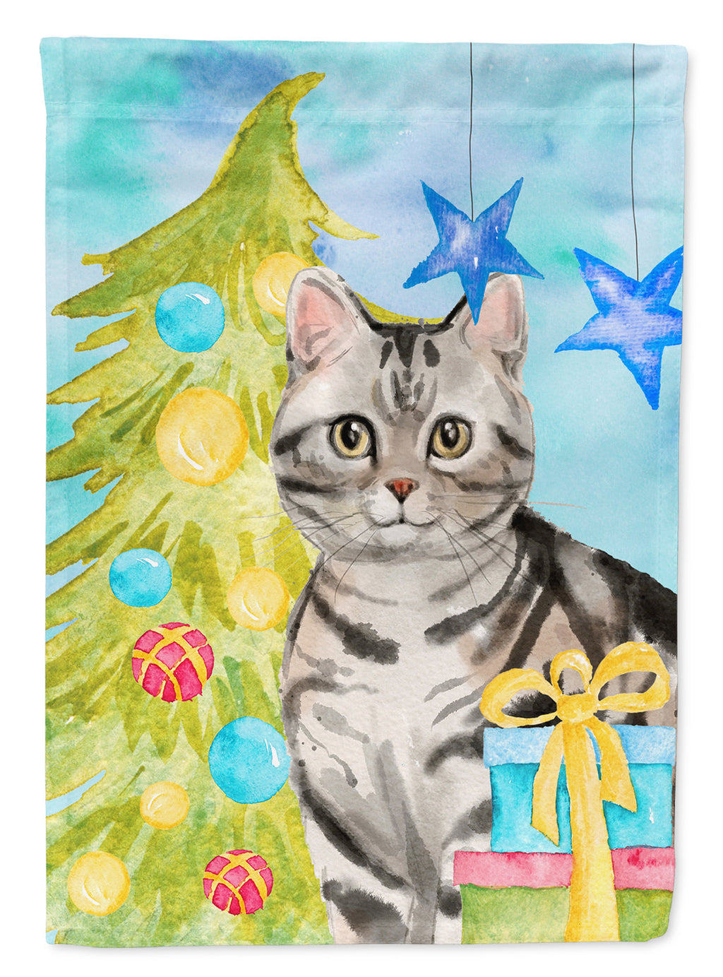 American Shorthair Christmas Presents Garden Flag Mailbox Decorative Yard Banner Outside Patio Artwork for Flower Beds, Garden Size, Multicolor