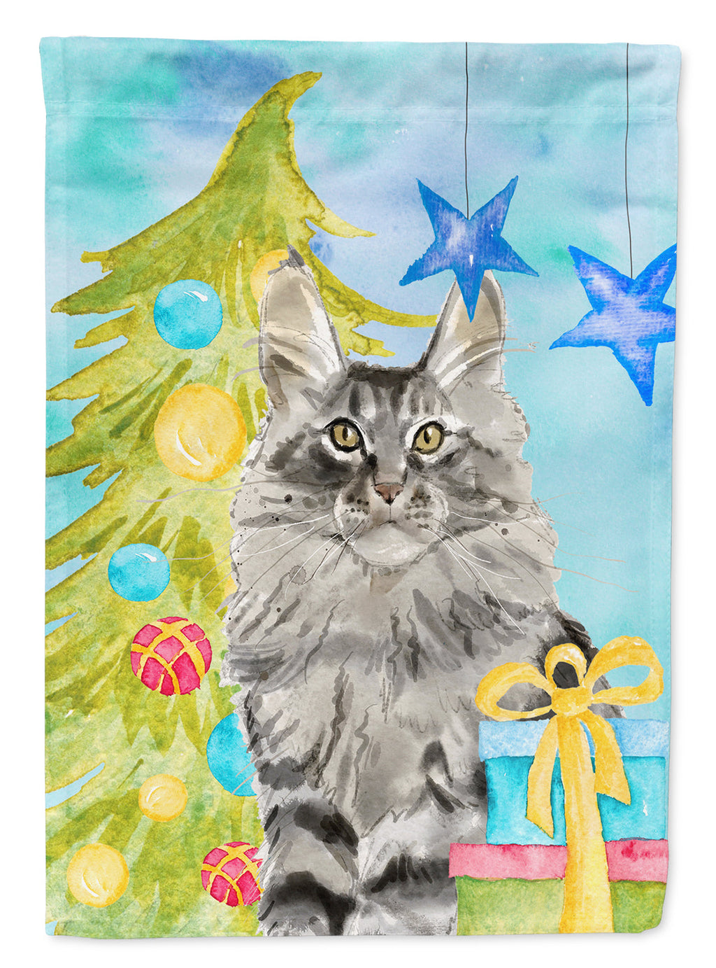 Maine Coon Christmas Presents Garden Flag Mailbox Decorative Yard Banner Outside Patio Artwork for Flower Beds, Garden Size, Multicolor
