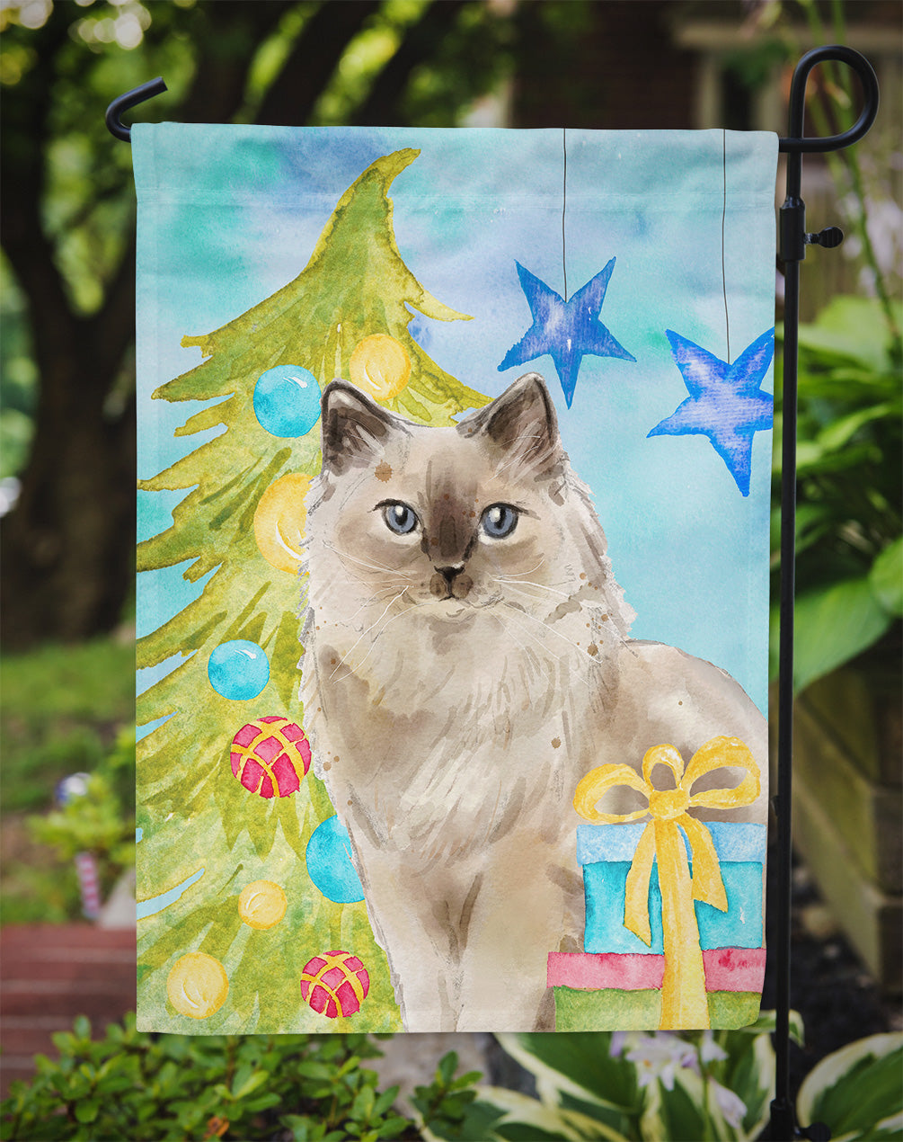 Ragdoll Christmas Presents Garden Flag Mailbox Decorative Yard Banner Outside Patio Artwork for Flower Beds, Garden Size, Multicolor