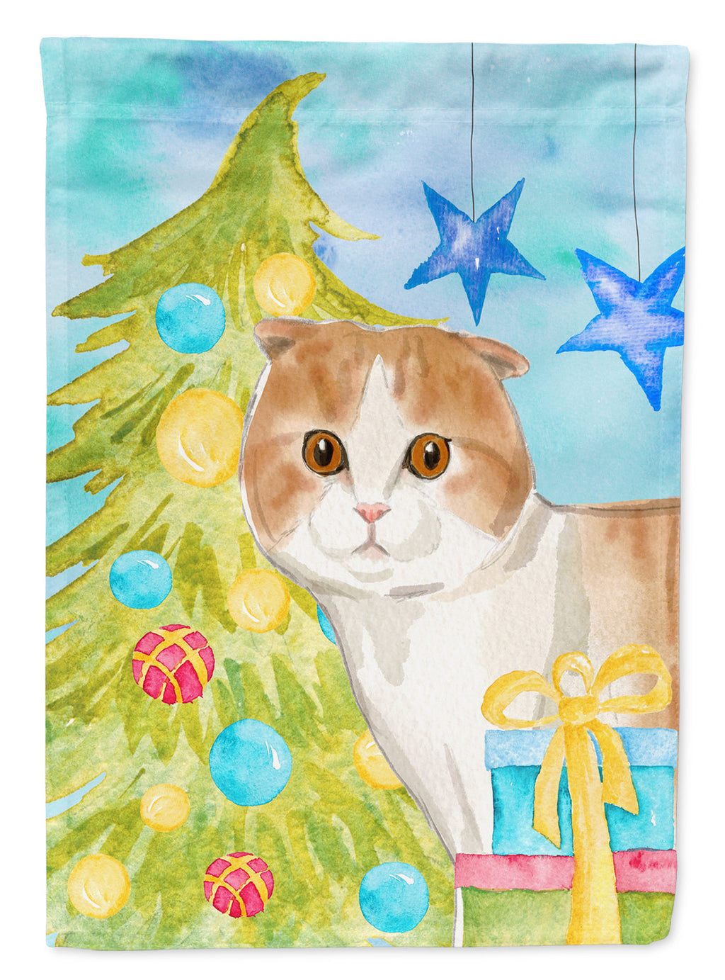 Scottish Fold Christmas Presents Garden Flag Mailbox Decorative Yard Banner Outside Patio Artwork for Flower Beds, Garden Size, Multicolor