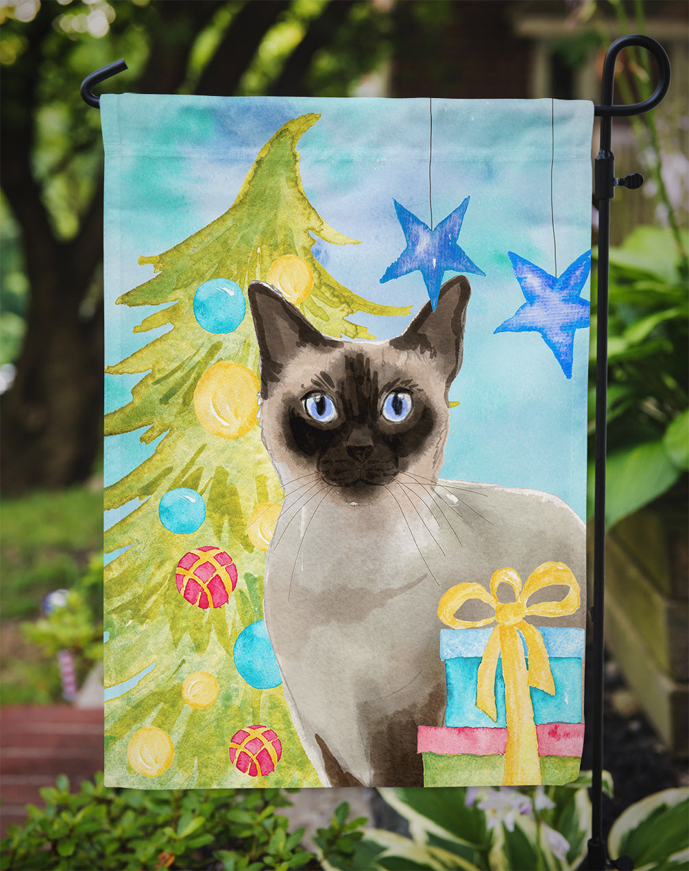 Siamese Christmas Presents Garden Flag Mailbox Decorative Yard Banner Outside Patio Artwork for Flower Beds, Garden Size, Multicolor