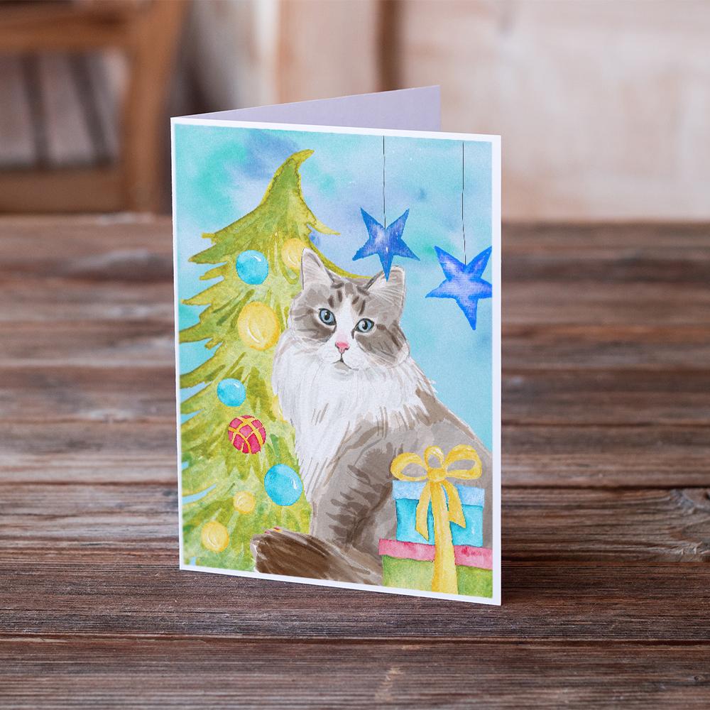 Siberian Christmas Presents Greeting Cards Pack of 8 Blank Cards with Envelopes Whimsical A7 Size 5x7