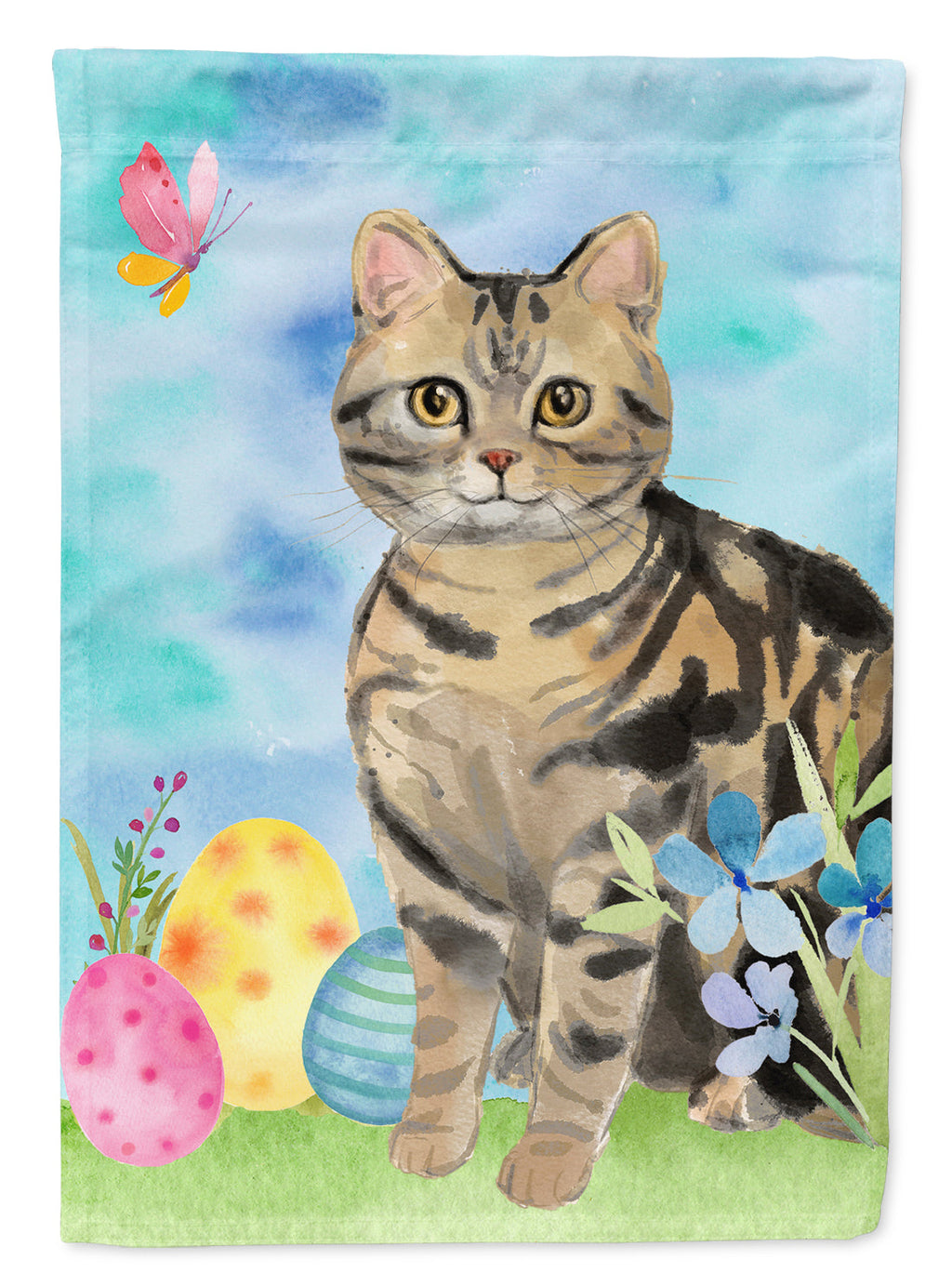 American Shorthair Brown Tabby Easter Eggs Garden Flag Mailbox Decorative Yard Banner Outside Patio Artwork for Flower Beds, Garden Size, Multicolor