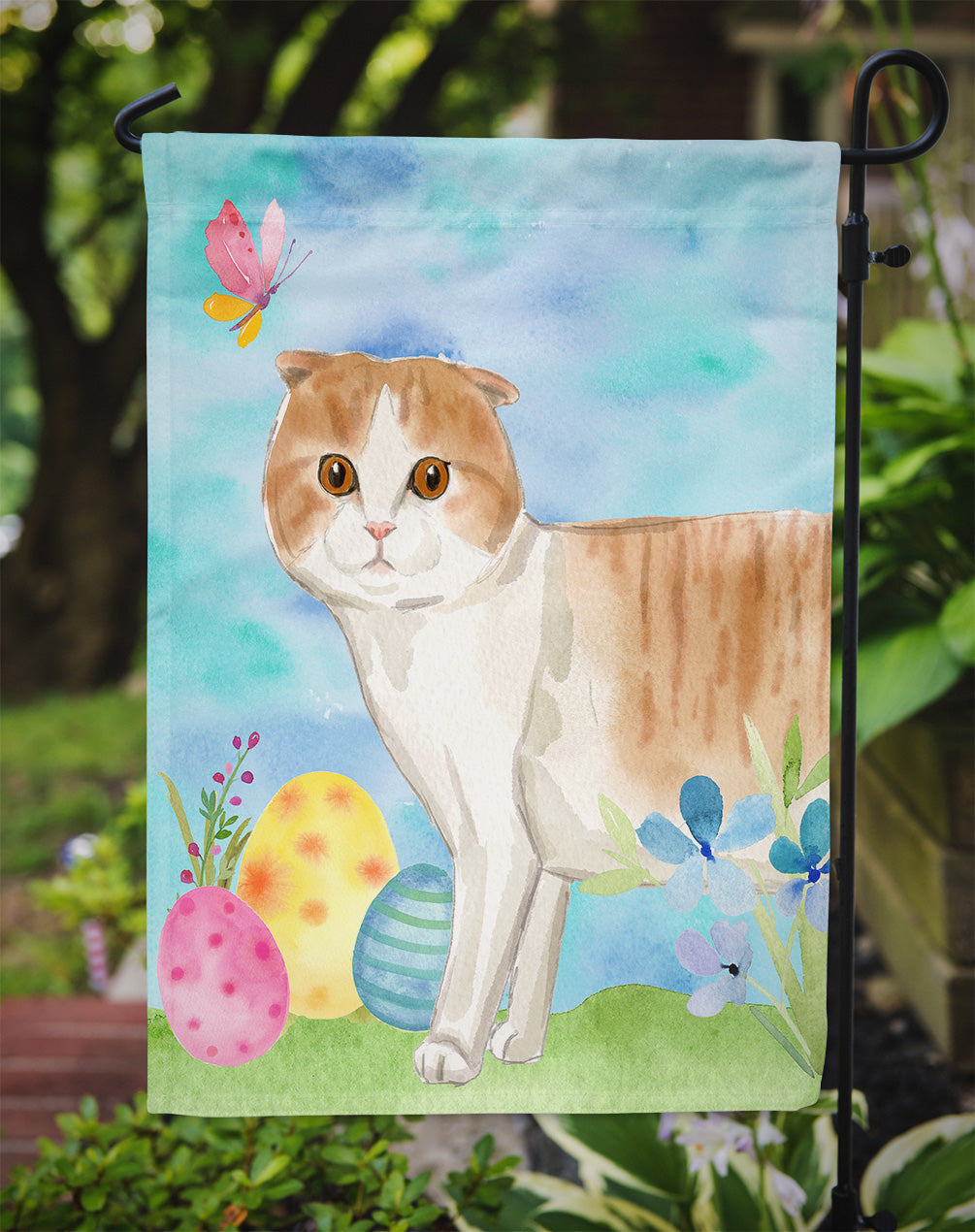 Scottish Fold Easter Eggs Garden Flag Mailbox Decorative Yard Banner Outside Patio Artwork for Flower Beds, Garden Size, Multicolor