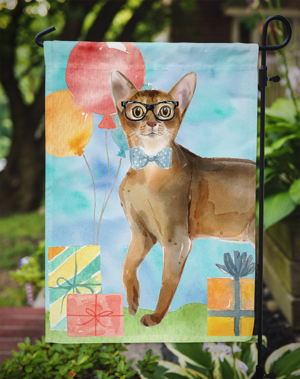 Abyssinian Happy Birthday Garden Flag Mailbox Decorative Yard Banner Outside Patio Artwork for Flower Beds, Garden Size, Multicolor