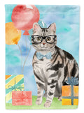 American Shorthair Happy Birthday Garden Flag Mailbox Decorative Yard Banner Outside Patio Artwork for Flower Beds, Garden Size, Multicolor