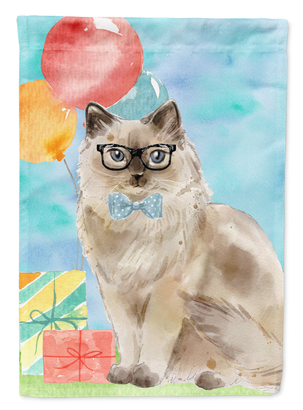 Ragdoll Happy Birthday Garden Flag Mailbox Decorative Yard Banner Outside Patio Artwork for Flower Beds, Garden Size, Multicolor
