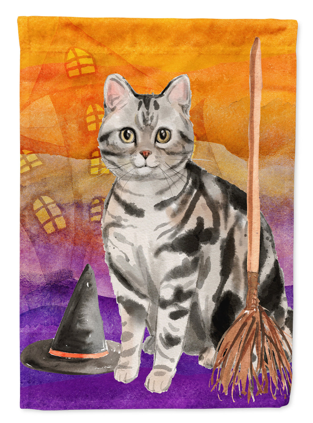 American Shorthair Halloween Garden Flag Mailbox Decorative Yard Banner Outside Patio Artwork for Flower Beds, Garden Size, Multicolor