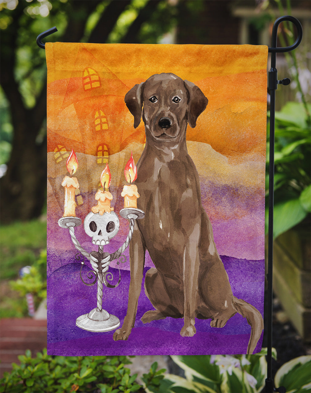 Halloween Chocolate Labrador Retriever Garden Flag Mailbox Decorative Yard Banner Outside Patio Artwork for Flower Beds, Garden Size, Multicolor