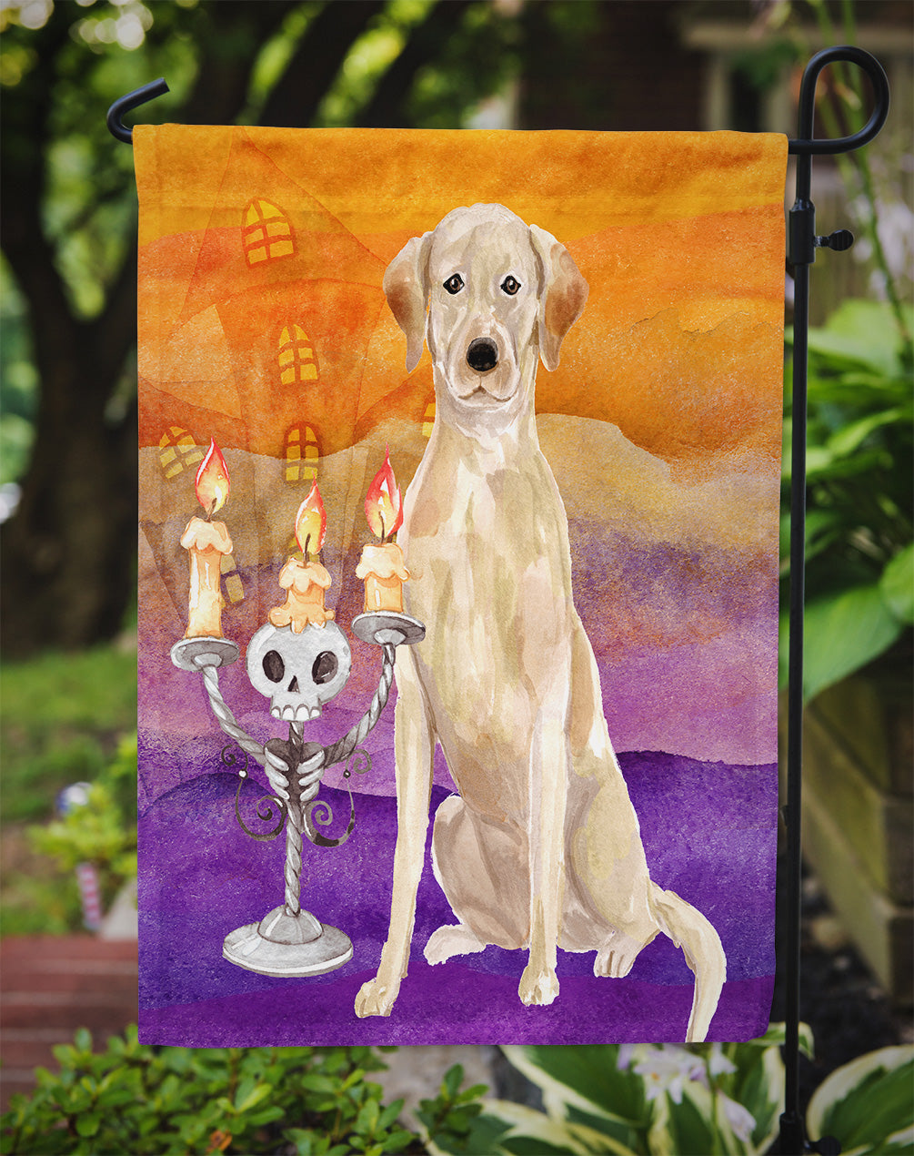 Halloween Yellow Labrador Retriever Garden Flag Mailbox Decorative Yard Banner Outside Patio Artwork for Flower Beds, Garden Size, Multicolor