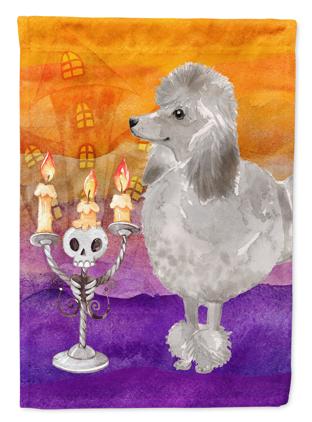 Halloween Silver Poodle Garden Flag Mailbox Decorative Yard Banner Outside Patio Artwork for Flower Beds, Garden Size, Multicolor