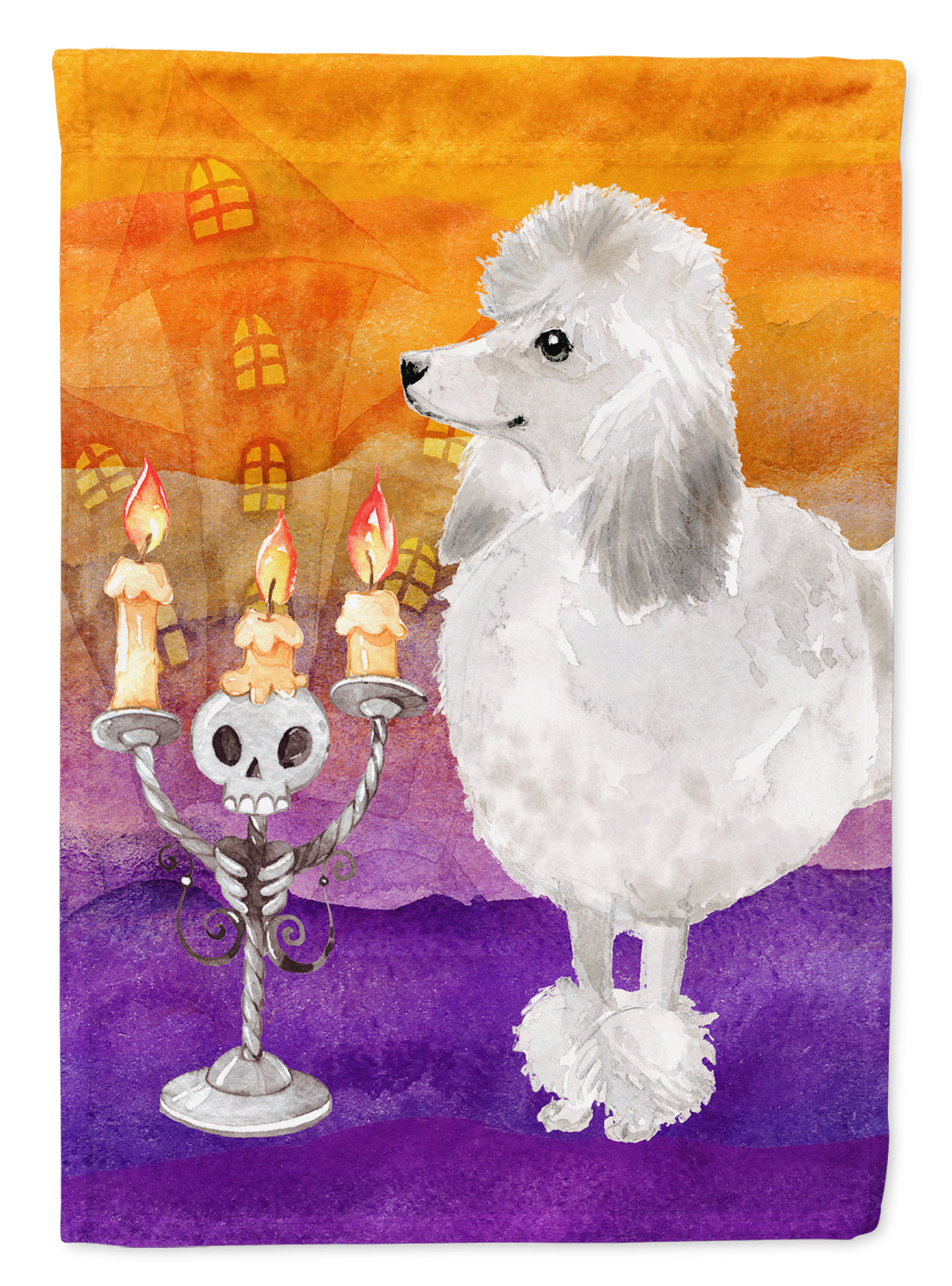 Halloween Silver Poodle Garden Flag Mailbox Decorative Yard Banner Outside Patio Artwork for Flower Beds, Garden Size, Multicolor