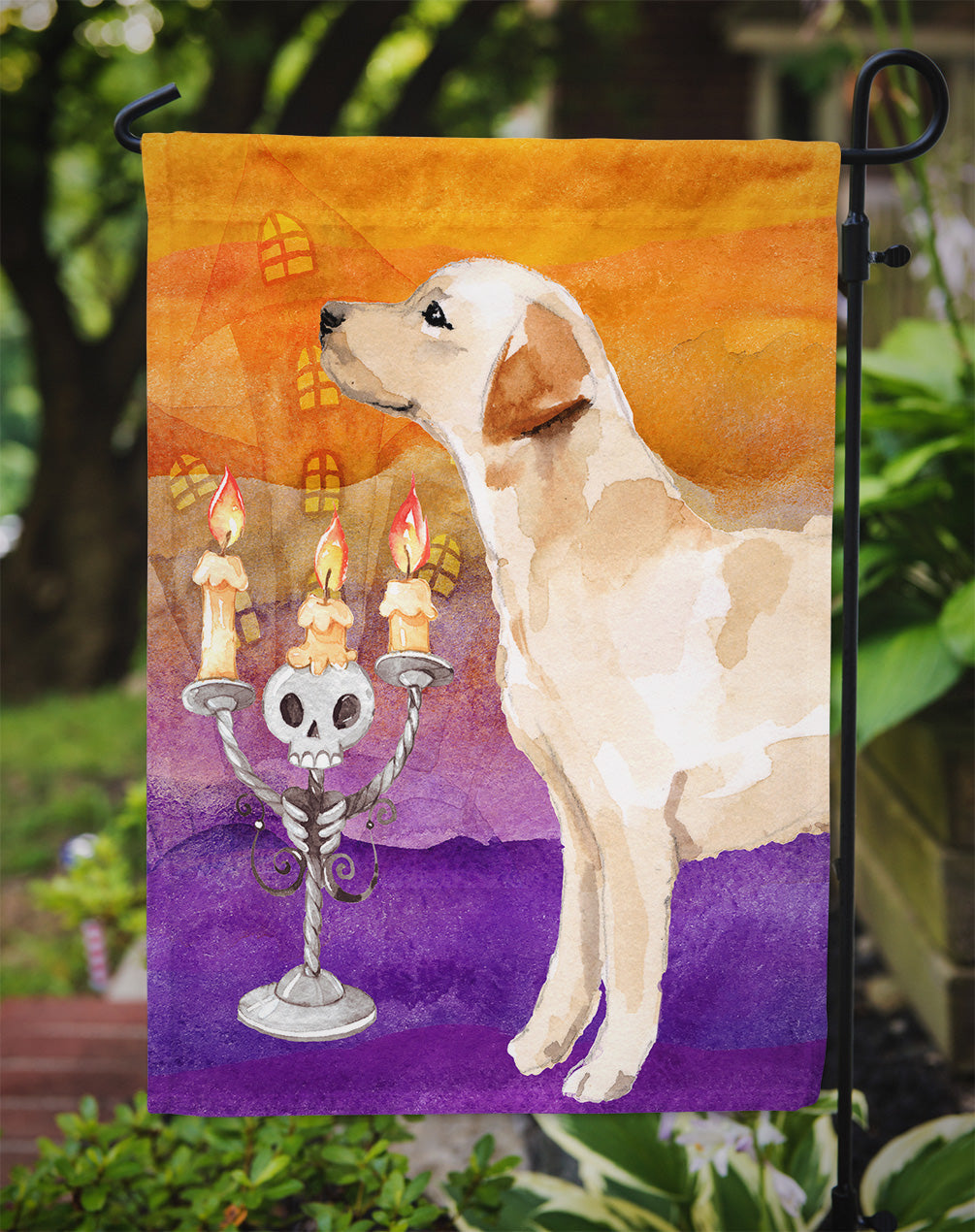 Halloween Labrador Retriever Yellow Garden Flag Mailbox Decorative Yard Banner Outside Patio Artwork for Flower Beds, Garden Size, Multicolor