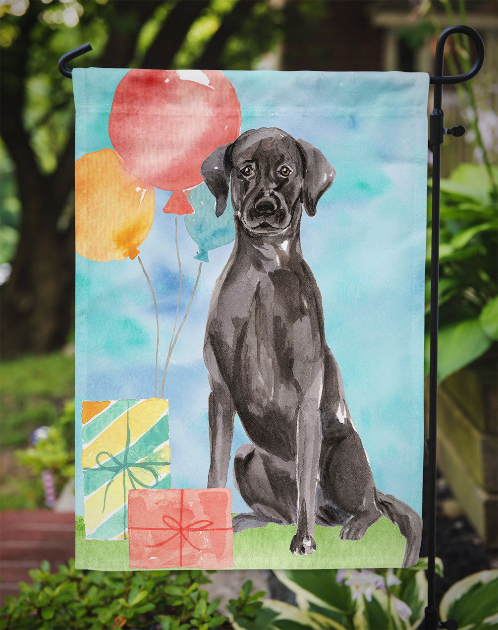 Happy Birthday Black Labrador Retriever Garden Flag Mailbox Decorative Yard Banner Outside Patio Artwork for Flower Beds, Garden Size, Multicolor