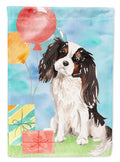 Happy Birthday Tricolor Cavalier Spaniel House Flag 28x40 Porch Sleeve Pole Decorative Outside Yard Banner Artwork Wall Hanging, Polyester