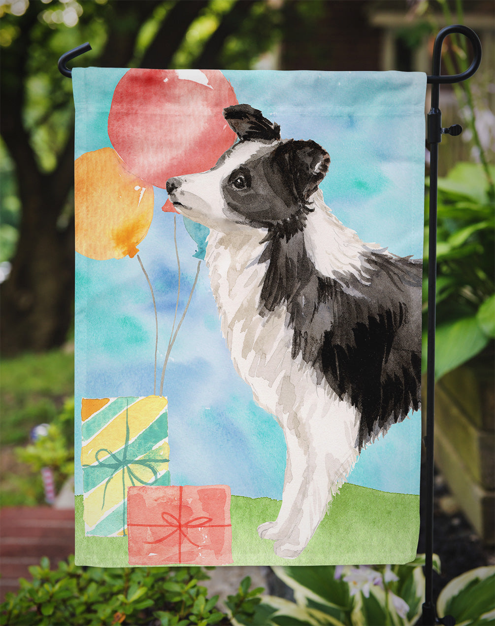 Happy Birthday Border Collie Garden Flag Mailbox Decorative Yard Banner Outside Patio Artwork for Flower Beds, Garden Size, Multicolor