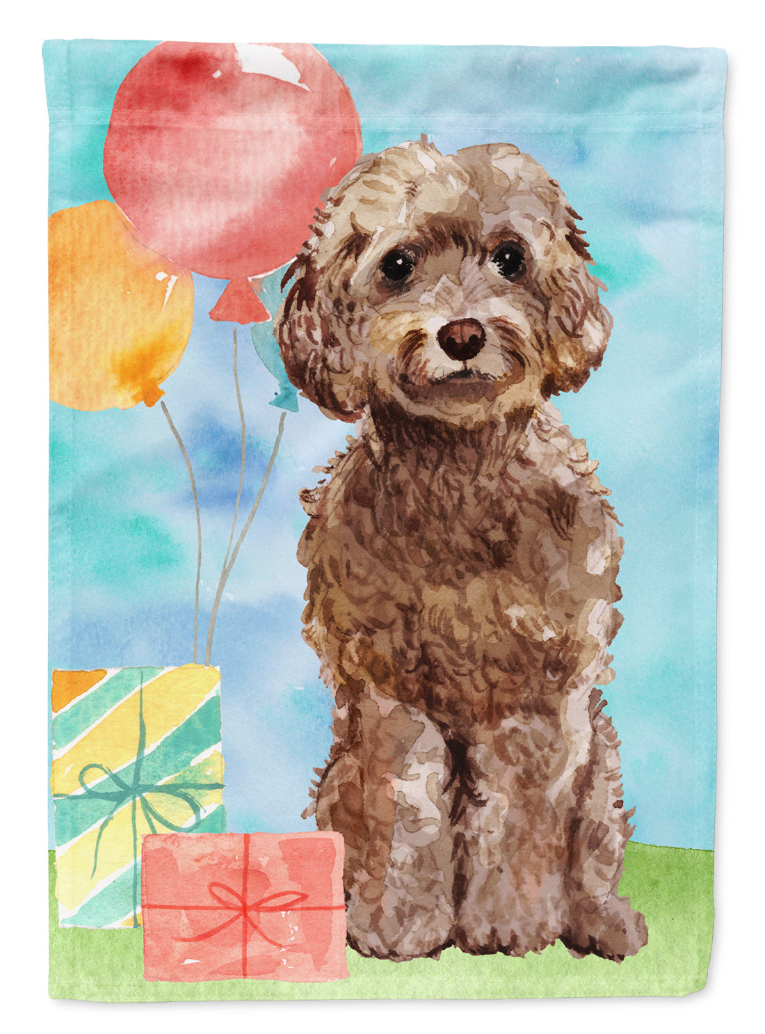Happy Birthday Brown Cockapoo Garden Flag Mailbox Decorative Yard Banner Outside Patio Artwork for Flower Beds, Garden Size, Multicolor