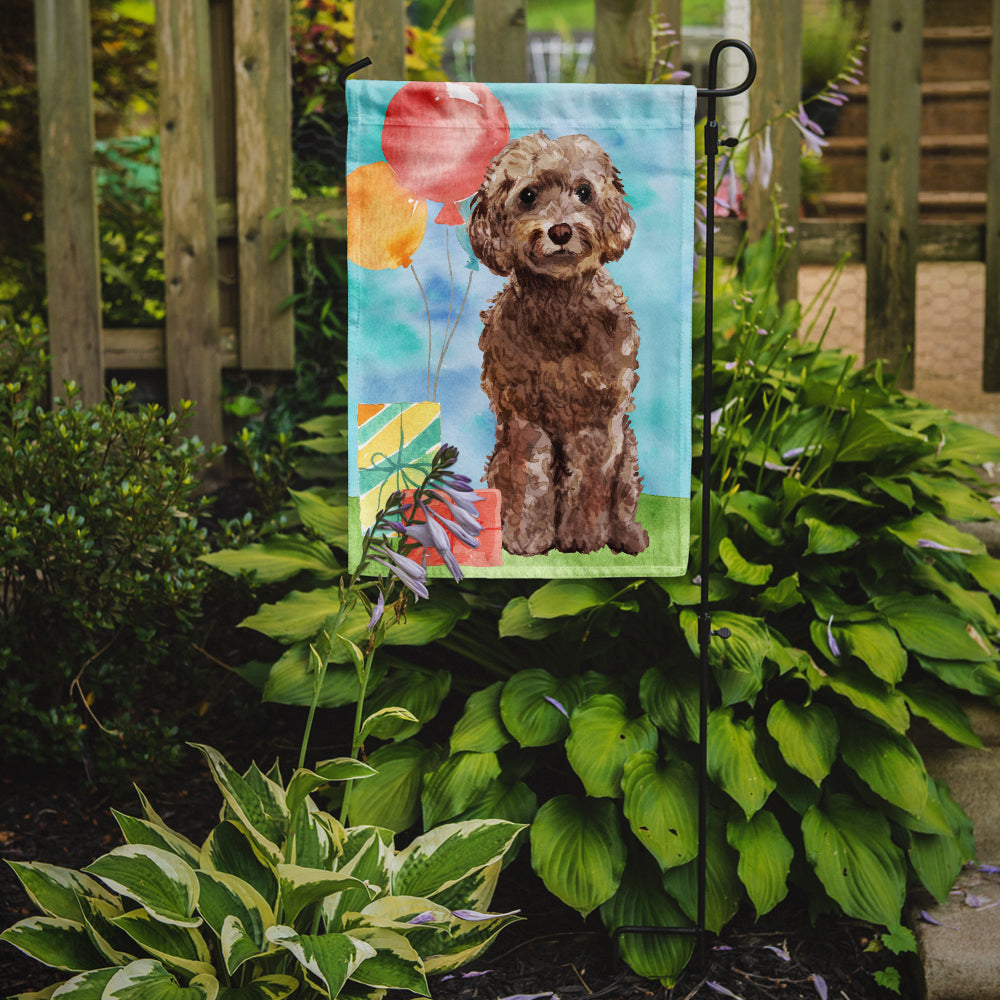 Happy Birthday Brown Cockapoo Garden Flag Mailbox Decorative Yard Banner Outside Patio Artwork for Flower Beds, Garden Size, Multicolor