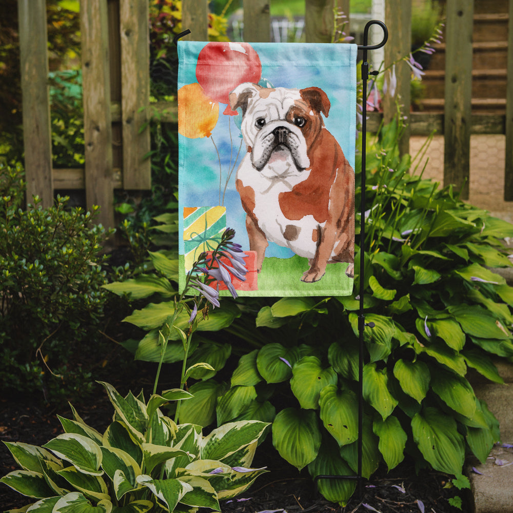 Happy Birthday English Bulldog Garden Flag Mailbox Decorative Yard Banner Outside Patio Artwork for Flower Beds, Garden Size, Multicolor