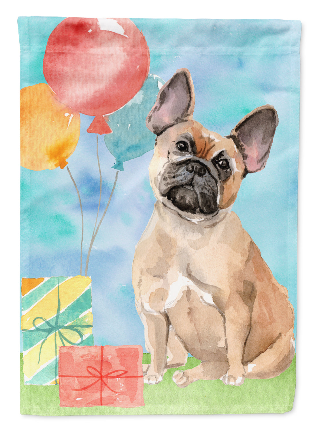 Happy Birthday Fawn French Bulldog Garden Flag Mailbox Decorative Yard Banner Outside Patio Artwork for Flower Beds, Garden Size, Multicolor