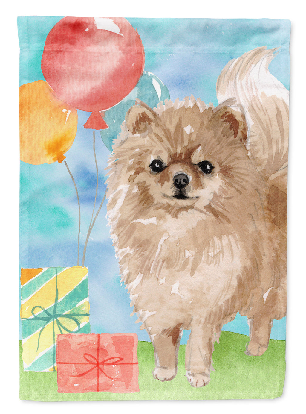 Happy Birthday Pomeranian Garden Flag Mailbox Decorative Yard Banner Outside Patio Artwork for Flower Beds, Garden Size, Multicolor