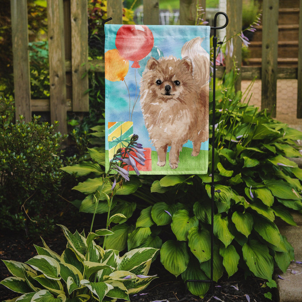 Happy Birthday Pomeranian Garden Flag Mailbox Decorative Yard Banner Outside Patio Artwork for Flower Beds, Garden Size, Multicolor