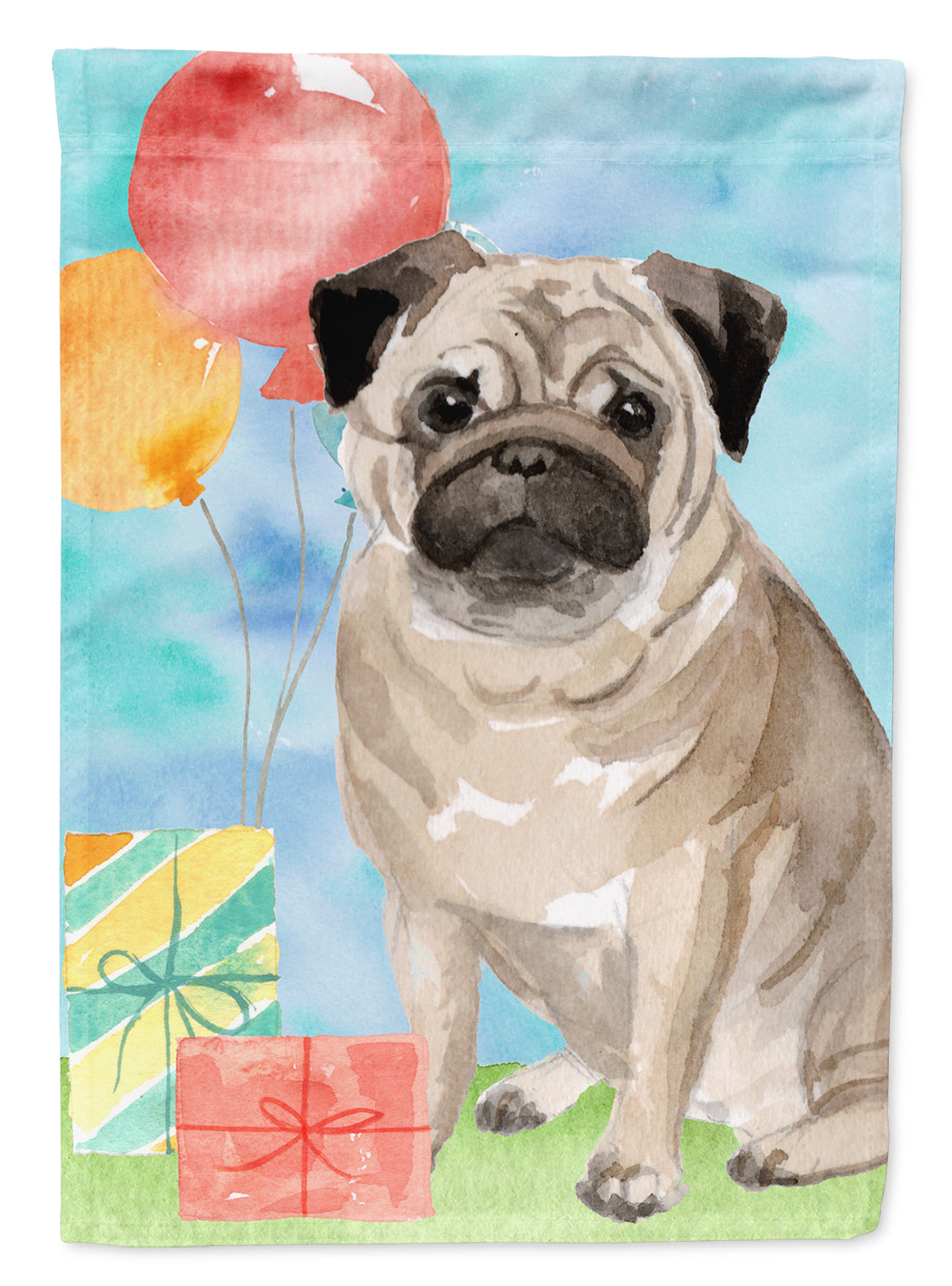 Happy Birthday Pug Garden Flag Mailbox Decorative Yard Banner Outside Patio Artwork for Flower Beds, Garden Size, Multicolor