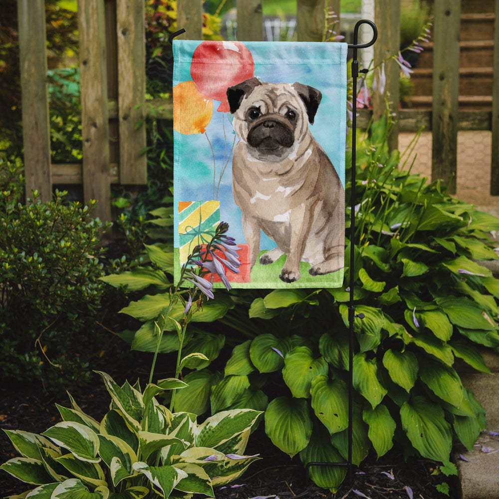 Happy Birthday Pug Garden Flag Mailbox Decorative Yard Banner Outside Patio Artwork for Flower Beds, Garden Size, Multicolor